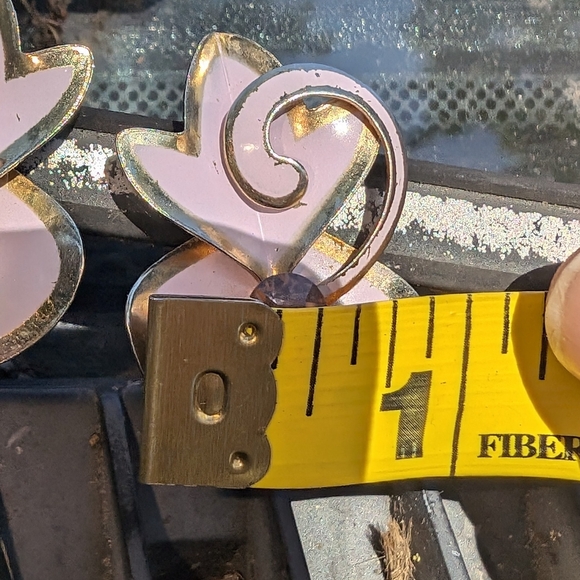 Vintage Lavender Painted and Rhinestone Gold Tone Clip On Earrings - Picture 7 of 10